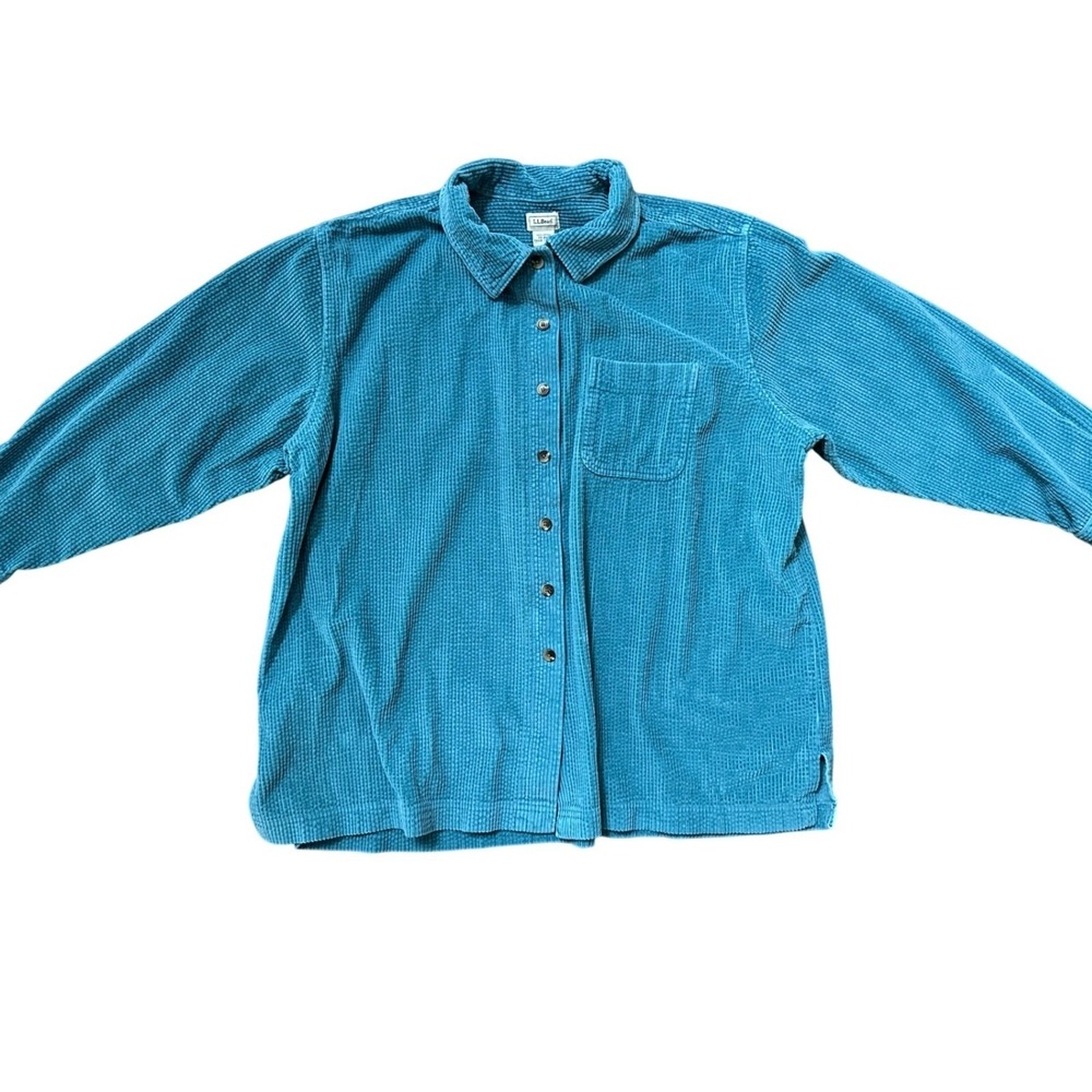 L.L. Bean Teal Blue Corduroy Button-Down Shirt